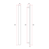 Thermoril Verticle Towel Bar Flat/Pill 900x50x50mm 12V - Brushed Brass (20Watt)